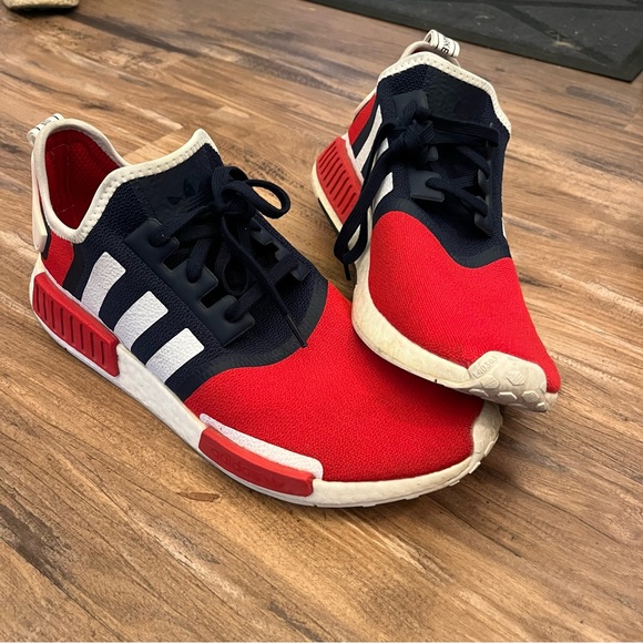 nmd shoes red white blue